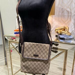 Gucci Beige and Brown Monogram Crossbody Bag